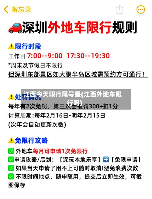 江西今天限行尾号是(江西外地车限行吗)-第2张图片
