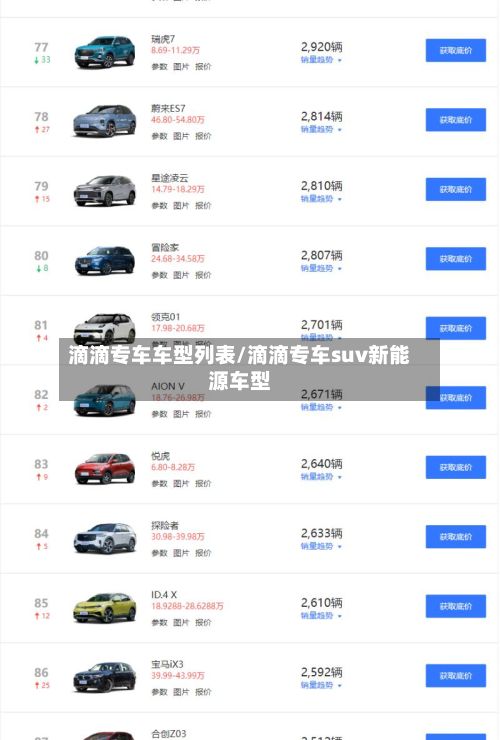 滴滴专车车型列表/滴滴专车suv新能源车型
