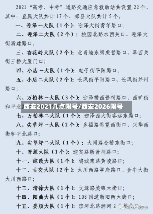 西安2021几点限号/西安2026限号