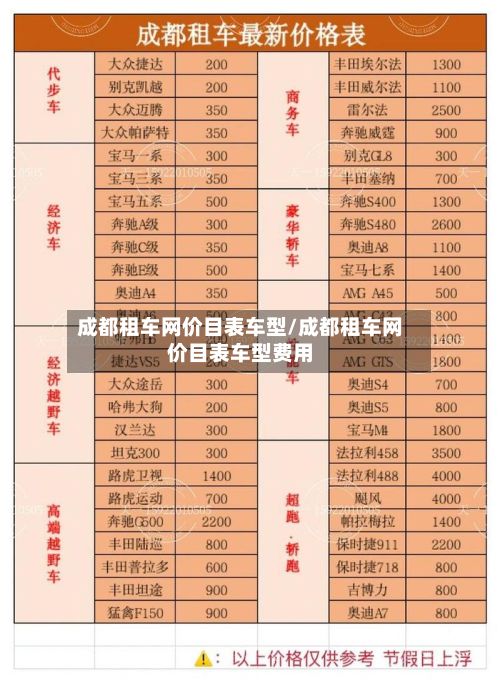 成都租车网价目表车型/成都租车网价目表车型费用
