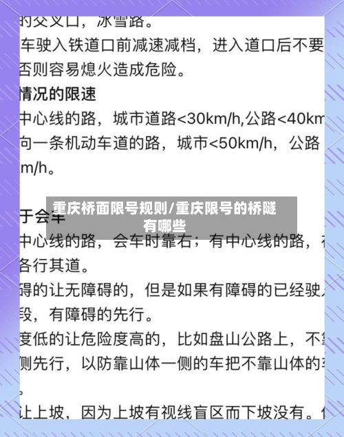 重庆桥面限号规则/重庆限号的桥隧有哪些-第2张图片