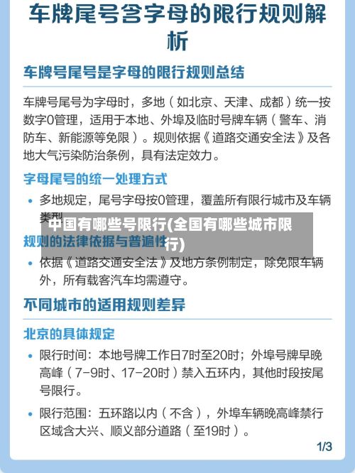 中国有哪些号限行(全国有哪些城市限行)