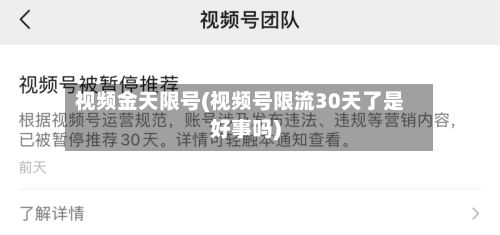 视频金天限号(视频号限流30天了是好事吗)-第2张图片