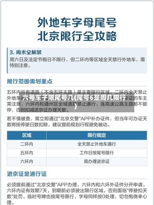 六号车子限尾号几(尾号6是周几限行)-第3张图片